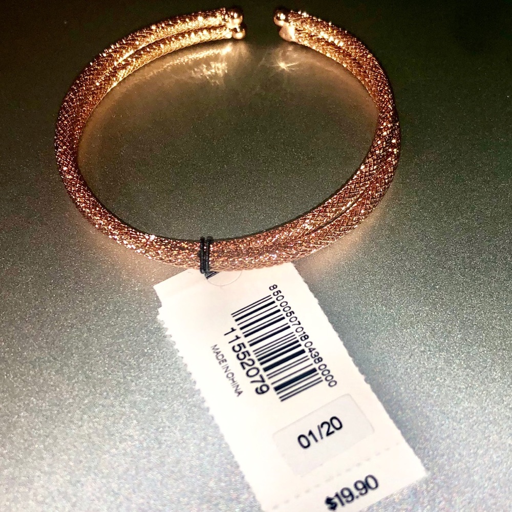 Express Rhinestone crisscross mesh cuff